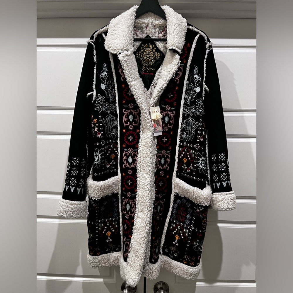 Johnny Was Faux Suede Sherpa Jacket